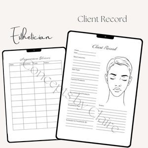 Esthetician Client Record and Appointment Planner Digital Download, Client Record for Estheticians, Esthetician client forms, spa forms
