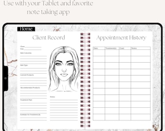 Esthetician Client Record, Digital clickable Esthetician Planner, Goodnotes Esthetician Planner, esthetician Decor, esthetician room decor