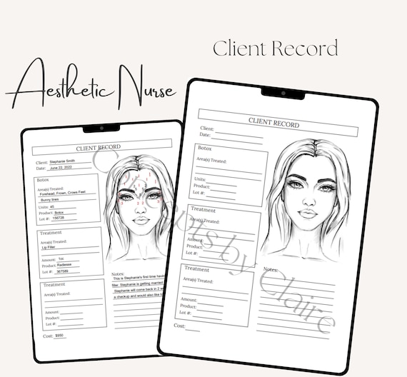 Aesthetic nurse Digital Template, Botox Nurse Template, Aesthetic Nurse Forms, Cosemtic Nurse Form, Medspa Forms, Botox Nurse Client Record