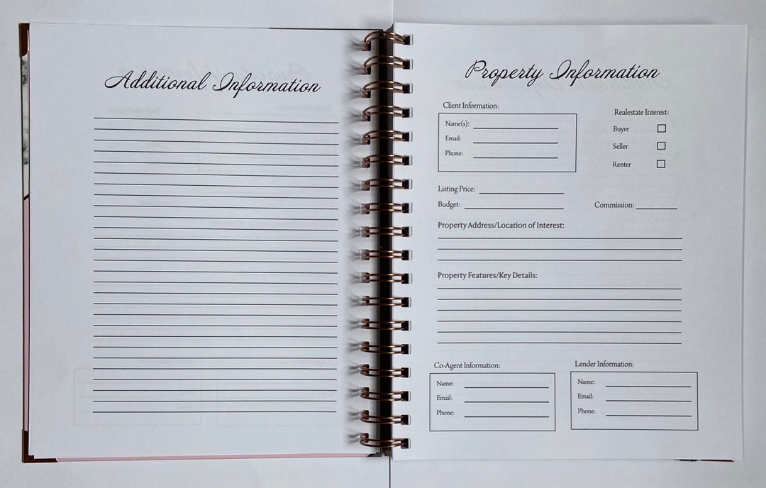 Real Estate Agent Client Information Record Book, Real Estate Agent