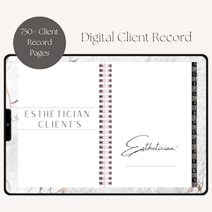 Esthetician Client Record, Goodnotes for estheticians, client organizer for estheticians, client documentation for spas,esthetician template
