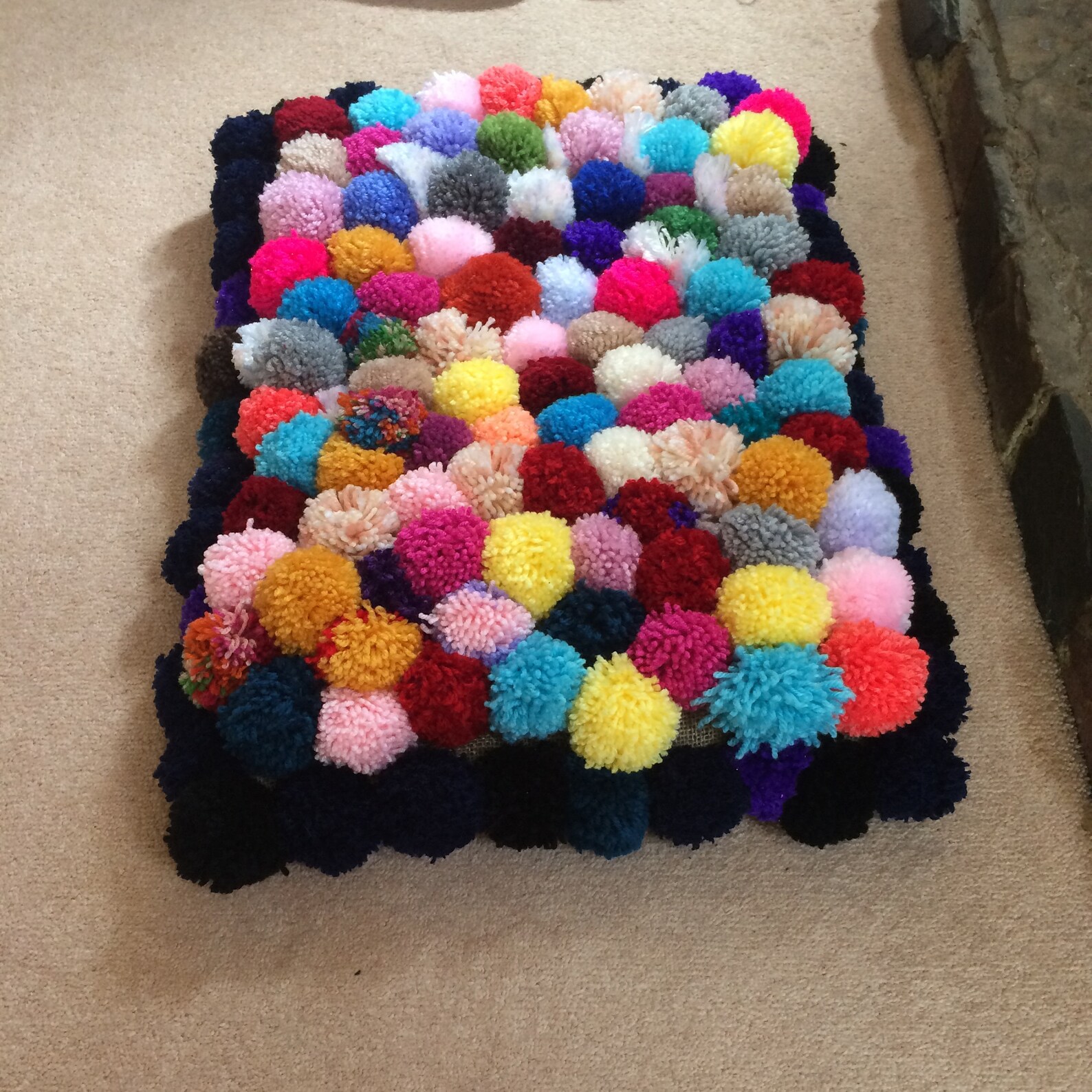 Pom Pom Rug Filled Multicoloured Mat Floor Covering Etsy