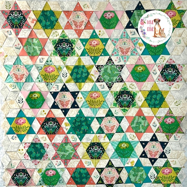 Moonlit Garden Quilt Kit - STOFF INKLUSIVE - Epp Kit Englisches Papierpiecing Kit - Patty Sloniger Frühling Quilt Kit - Baby Quilt Kit - Kostenloser Versand