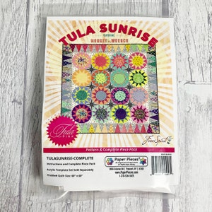 Tula Sunrise Kit - Tula Pink-  Complete Paper Piece Pack -  Templates -  Pattern - No Fabric Included! - EPP Quilt Kit English Paper Piecing