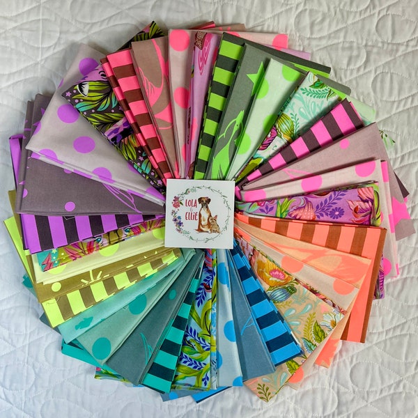 IN STOCK Tula Pink Everglow and Neon True Colors - Fat Quarter Bundle - Half Yard Bundle - Full One Yard Bundle - Full Collection -