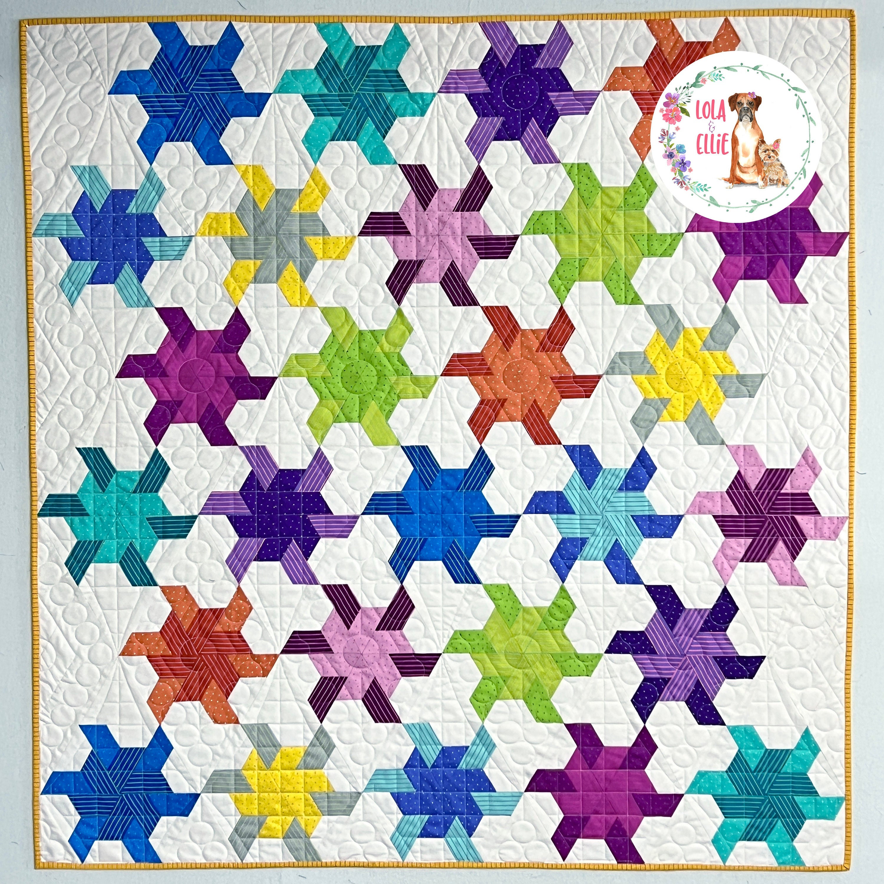 Tula Pink Quilt Kit -FABRIC INCLUDED - Epp Kit - English Paper Piecing Kit - Whirligig Quilt Kit Featuring Tula Pink Tiny Dots and Stripes