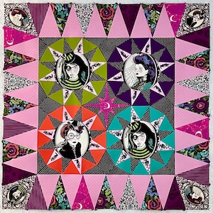 Tula Pink Nightshade Deja Vu Tula Sunrise Mini Quilt Kit -  Tula Pink&#39;s Nightshade Fabric or Daydreamer or Curiouser Tula Pink Quilt Kit