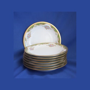 Set of 8 Vintage Zehendner Tirschenreuth Bavaria Germany Ornate Dessert Plates 7.5&quot;