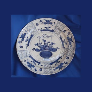 18th Century Delft Charger: Chinoiserie Floral Decor, Ming Style