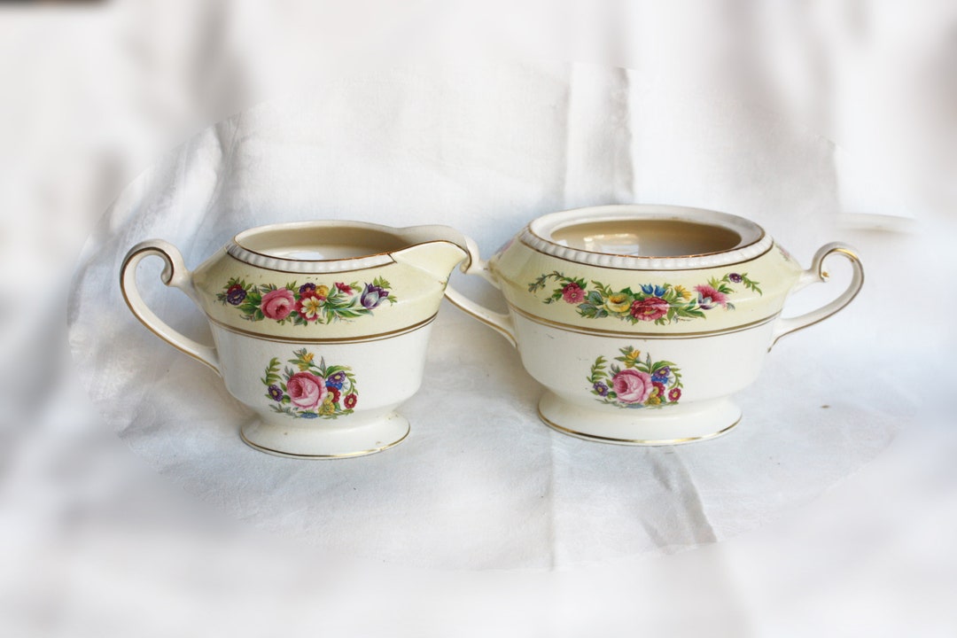 Vintage Soho Pottery Ambassador Ware Hampton Court Creamer and Sugar