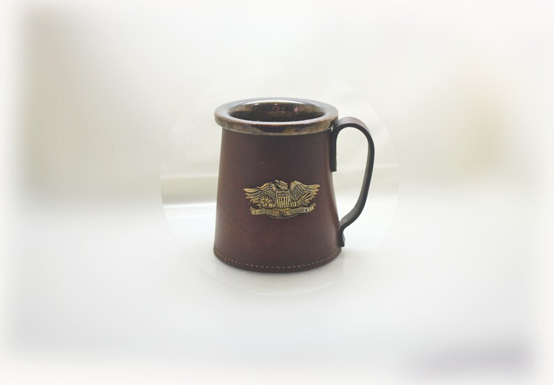 Vintage England  Leather and Ceramic Tankard Stein Beer Mug