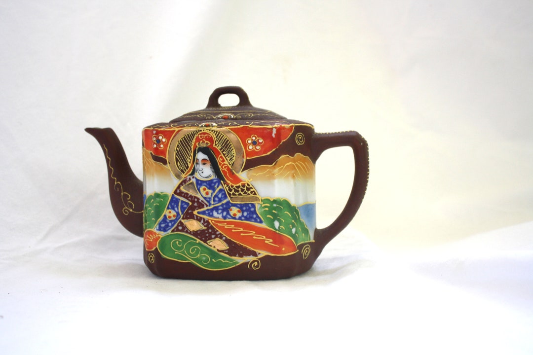 Vintage Kyoto Satsuma Moriage Gilded Japanese Rectangular Teapot - Etsy