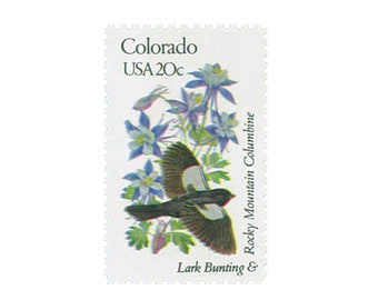 State Birds and Flowers Miniature Mini Plate COLORADO Lark Bunting Columbine State Birds and Flowers Miniature Mini Plate COLORADO Lark Bunting Columbine