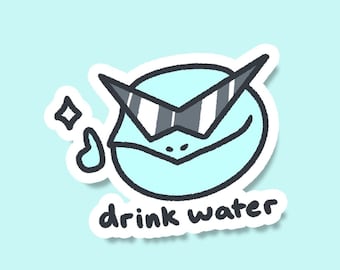 Sticker en vinyle "Squirtle Drink Water"