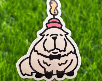 Bond Dog Peanut Vinyl Sticker: Waterproof Laptop Decal AI FREE Human Made