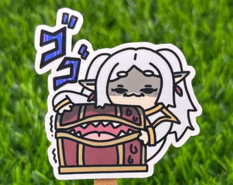 Journey Elf Scared Mimic Vinyl Sticker: Waterproof Laptop Decal AI FREE Human Made