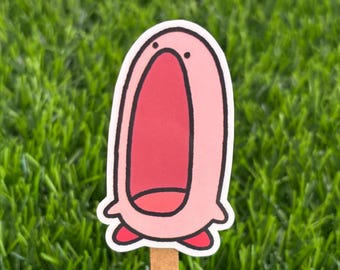 Surprised Kirby Vinyl Sticker: Waterproof Laptop Decal AI FREE Human Made