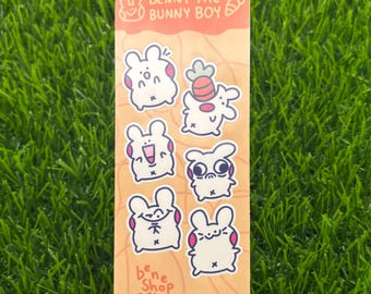 Benny Bunny Boy Vinyl Sticker Sheet: Waterproof Laptop Decal AI FREE Human Made