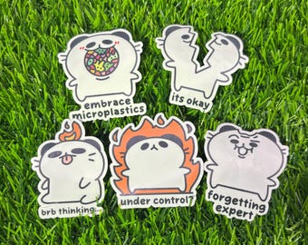 Panko the Panda Cat Vinyl Stickers BeneShopArt Mascot: Water Resistant AI FREE Human Made