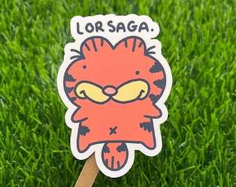 Orange Cat Lorsaga Lasagna Vinyl Sticker - Water Resistant AI FREE Human Made