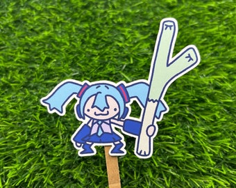 Big Leek Miku & Baguette Teto Vinyl Sticker: Water-Resistant Laptop Decal AI FREE Human Made