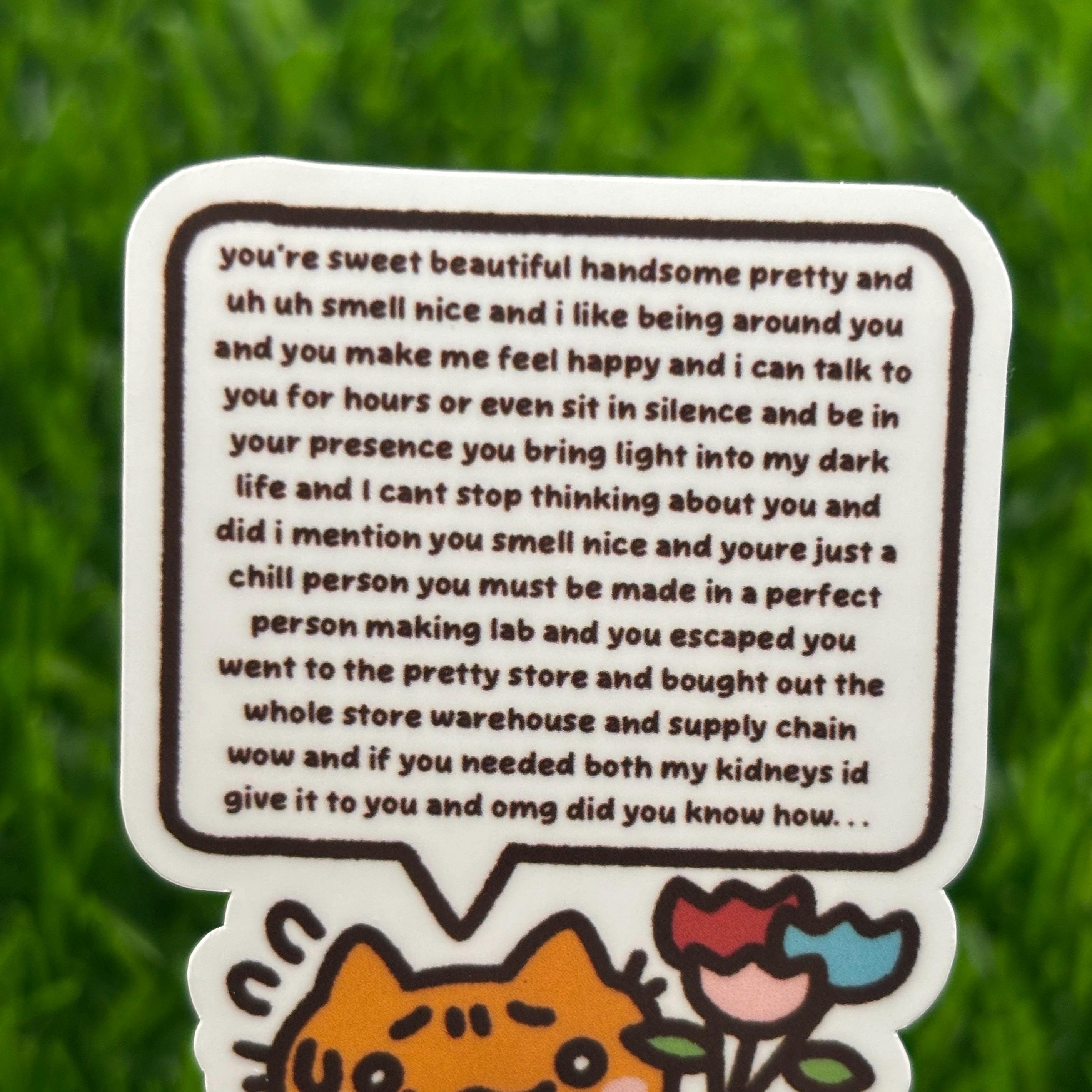 Yapping Love Cat Vinyl Sticker: Waterproof Laptop Decal AI FREE Human ...