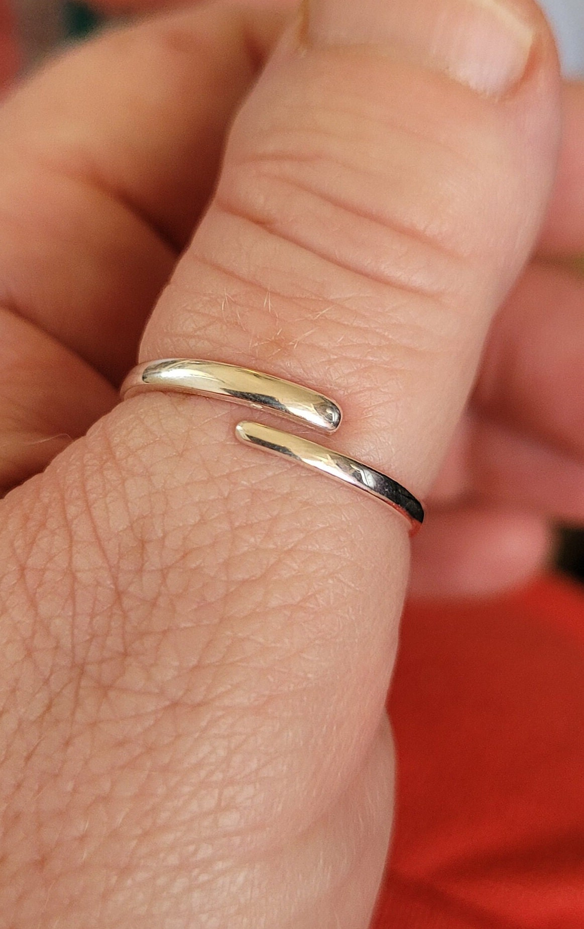 Stackable Silver Wrap Ring Adjustable Thumb Ring Midi Ring Etsy