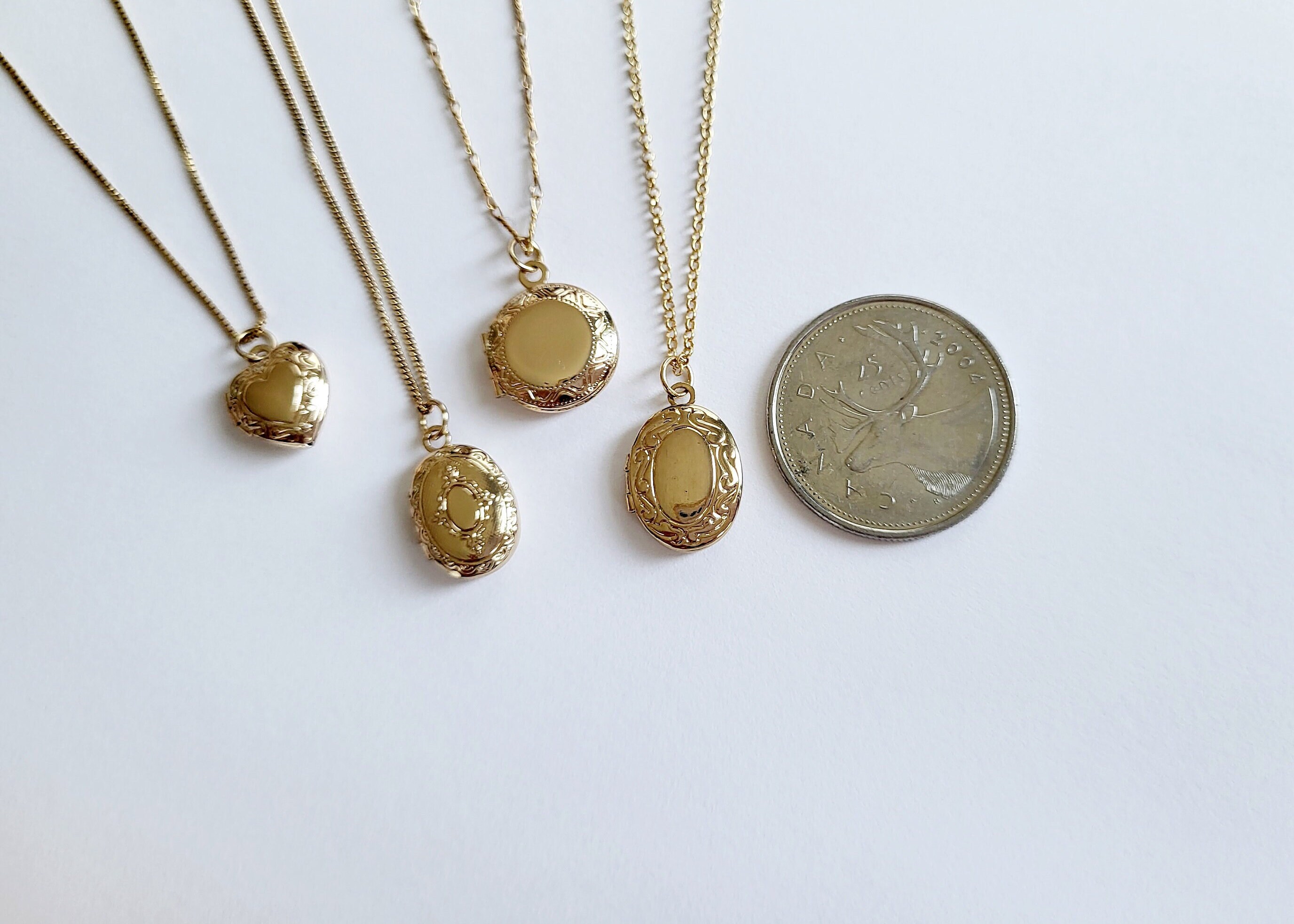 Small Gold Locket Necklace 14K Gold Vintage Revival Heart Etsy Canada