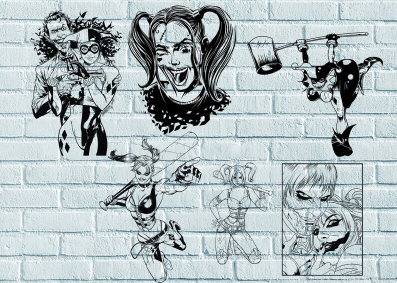Download CDR Al SVG Harley Quinn files for laser metal wall art | Etsy