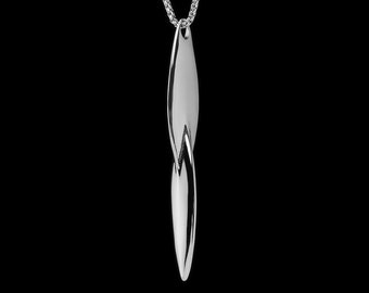 AVIATOR Silver Tone / Matte Black - Stylized Propeller Design / Unisex Stainless Steel Pendant With 2MM Rounded Box Chain