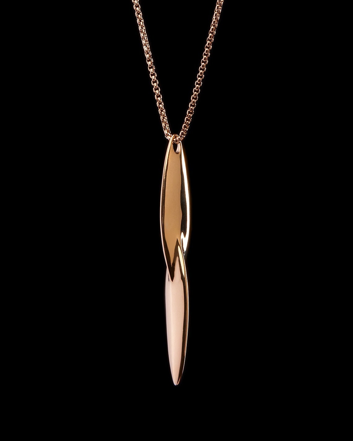 AVIATOR Rose Gold / Matte Black - Stylized Propeller Design / Unisex Stainless Steel Pendant With 2MM Rounded Box Chain