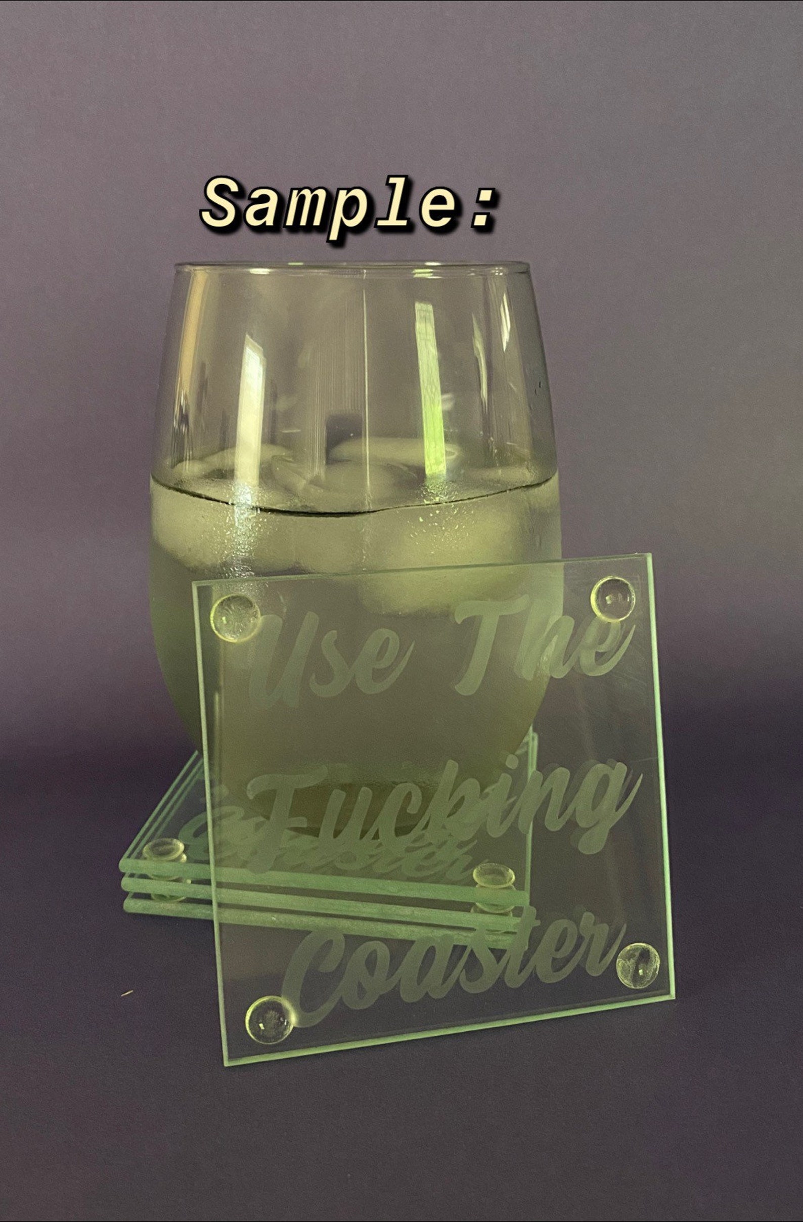 Custom ETCHED Frosted Glass Coasters Set of 4 Coasters Etsy