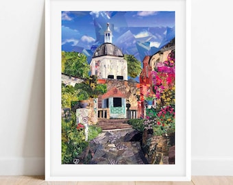 A3/A4 'Portmeirion' North Wales Art Print, Gwynedd, Collage Art, Art Poster, Wales Wall Art, Home Decor, Pattern Magazine Art, Holiday Art