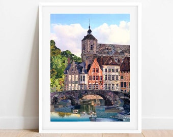 A3/A4 'Bruges' Belgium Art Print, Collage Art, Belgium Art, Wall Decor, Wall Art, Holiday Destination Art, Bruges Poster, Art Print, Bruges