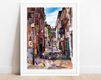 A3/A4 Bath Spa Abbey Street Art Print, Collage Art, Bath Art, Bath Gift, Bath Spa Home Decor, Wall Art, Bath Spa Poster