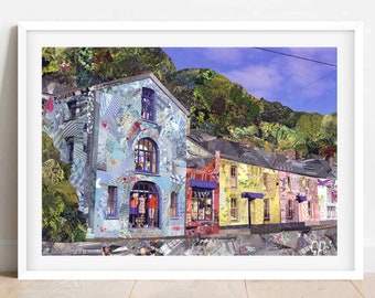 A3/A4 'Solva' Pembrokeshire Art Print, Pembrokeshire Poster Art, Wales Wall Art, Collage Art, Solva Village Art, Pattern Art, Home Decor