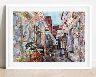 A3/A4 Gloucester College Court, Collage Art Print, Gloucestershire, Pattern Art Print, Magazine Collage, Gloucester Art