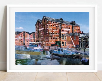 A3/A4 'Gloucester Docks', Collage Print, Gloucestershire, Art, Gloucester Quays, Gloucester City Print, City Poster