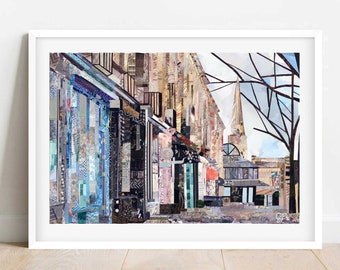 A3/A4 Cheltenham 'Montpellier Street' Art Print, Collage Art, Gloucestershire Art, Cotswold Art, Cheltenham Poster, Wall Decor, Home Decor