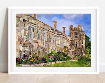 A3/A4 'Sudeley Castle' Winchcombe, Gloucestershire Collage Art Print, Cotswolds Wall Art, Home Decor