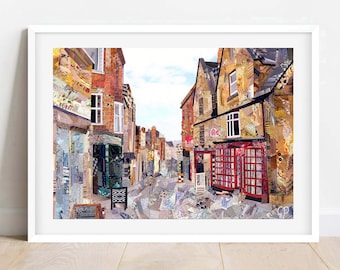 A3/A4 Stroud 'High Street' Art Print, Collage Art, Gloucestershire, Cotswolds Art Print, Stroud Town, Wall Art, Home Decor, Magazine Art