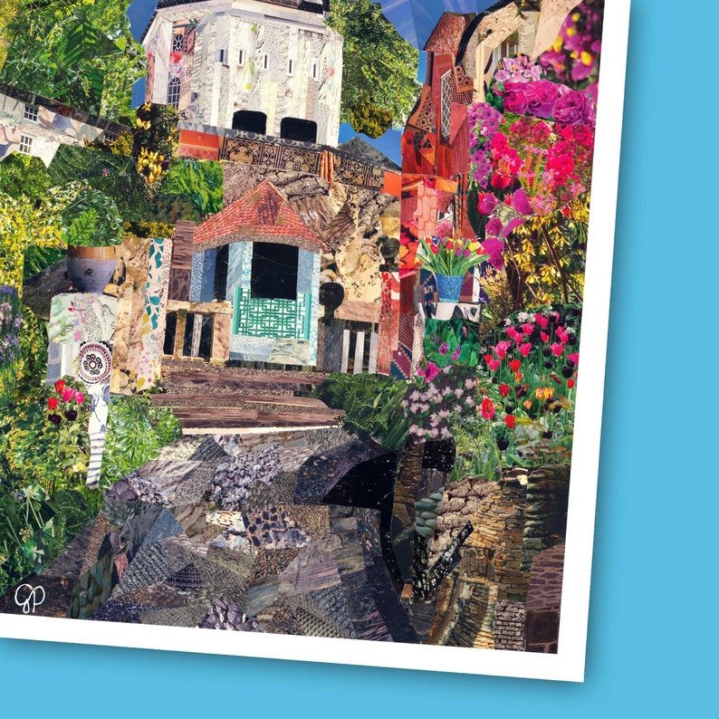 A3/A4 'Portmeirion' North Wales Art Print, Gwynedd, Collage Art, Art Poster, Wales Wall Art, Home Decor, Pattern Magazine Art, Holiday Art image 4