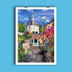 A3/A4 'Portmeirion' North Wales Art Print, Gwynedd, Collage Art, Art Poster, Wales Wall Art, Home Decor, Pattern Magazine Art, Holiday Art image 2