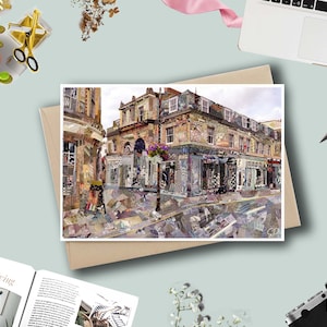 Cheltenham &#39;Montpellier&#39; Card, Cheltenham Card, Cotswolds Gift, Travel Card, Town Art, City Greeting Card, Collage Art Card, Gloucestershire