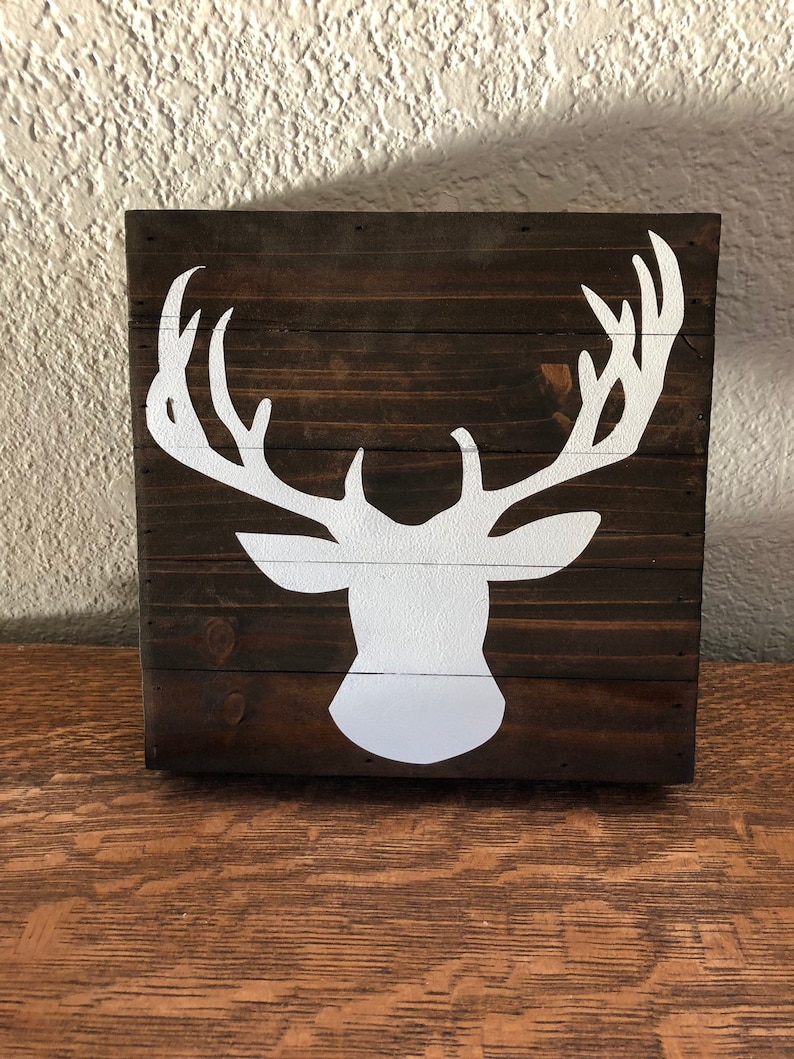 Wooden Pallet Deer Head Silhouette Wall Hanging Etsy