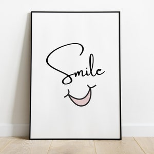 SMILE, Inspirational Words, Motivational Text, Monochrome, Printable Wall Art,Home Decor, Poster, Quote,Digital Download