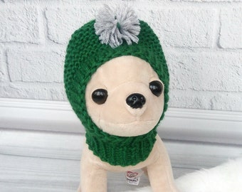 Emerald knit dog hat Dog outfit Puppy hat Snow hat for small dogs Hand knitted dog gift Pet hat