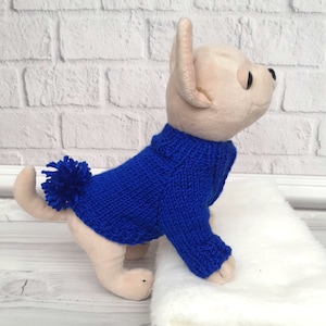 Strickpullover aus Wolle für kleine Hunde Hundebekleidung Hundeweste aus Wolle Blauer Hundepullover Warme Hundekleidung Personalisierter Welpen-Pullover