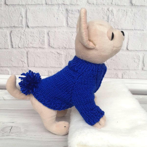 Knit woolen sweater for small breeds dog Canine apparel Woolen dog vest Blue puppy sweater Warm dogs clothes Personalized puppy sweater