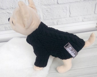 Knit woolen sweater for small breeds dog, Canine apparel, Woolen dog vest, Black puppy sweater, Warm dogs clothes Personalized puppy sweater